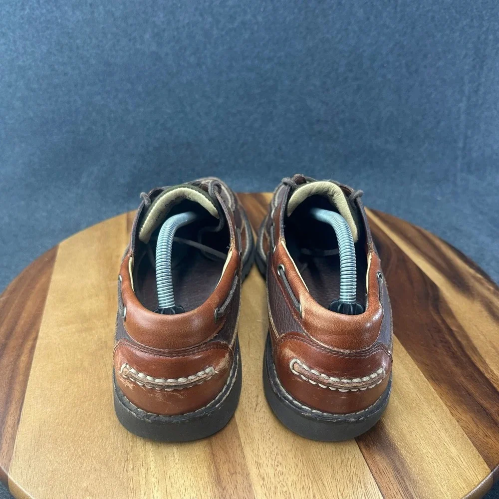 LL Bean Allagash Boat Shoes 244472 Comfort Brown Leather Mens Size 10.5D